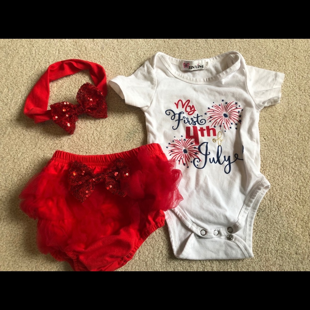 Baby Girls 4th of July Outfit 0-3 Months